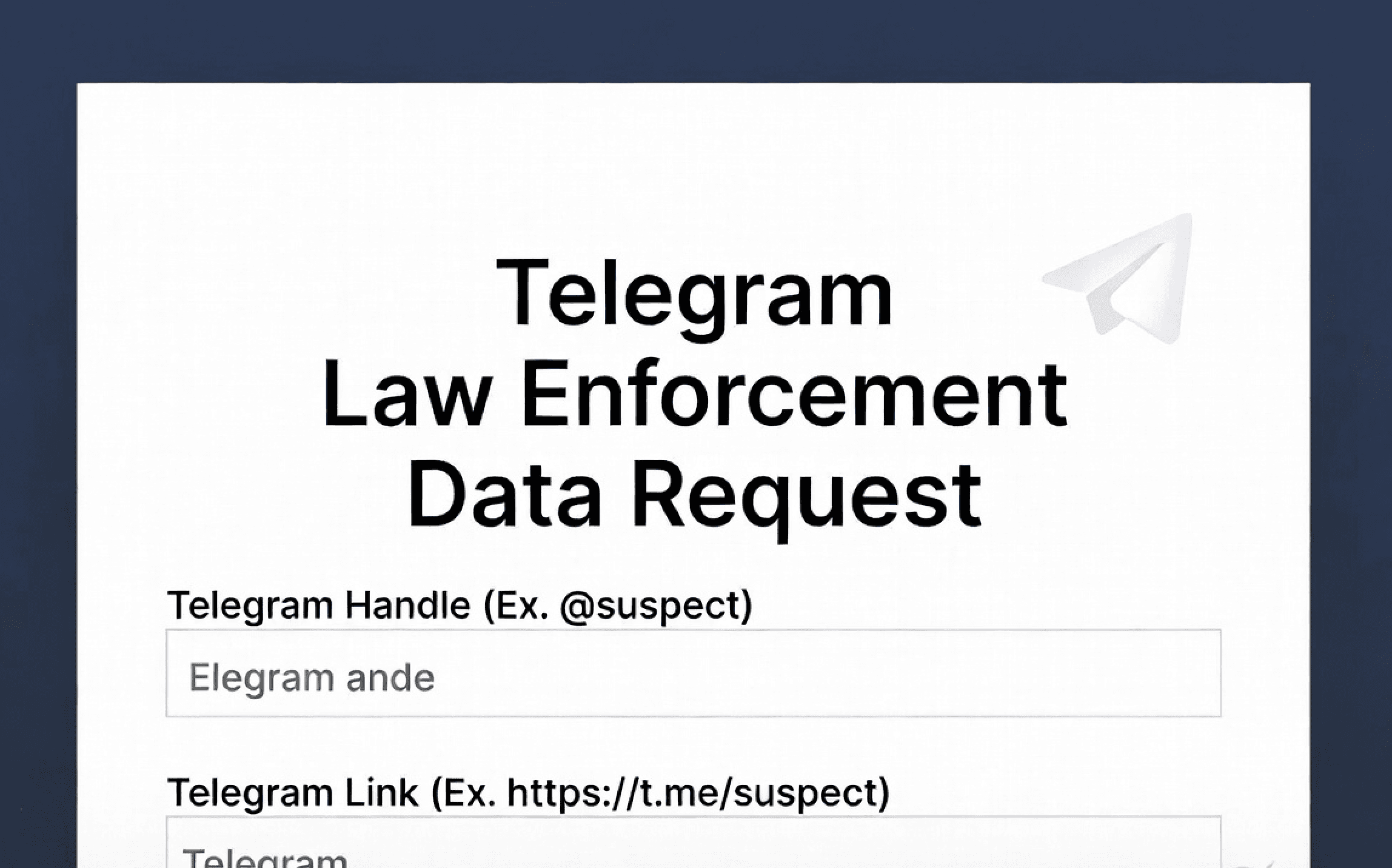 Telegram Law Enforcement Request - How to investigate telegram ?