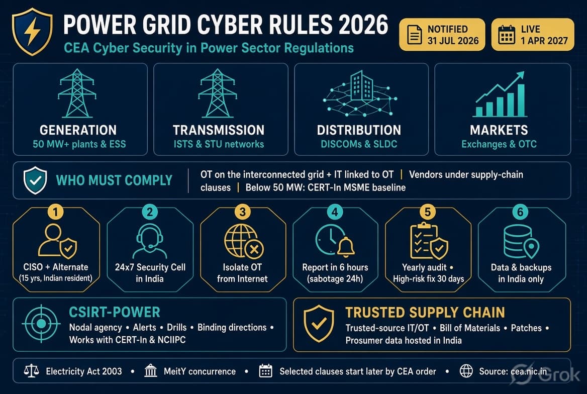 India’s Power Grid Gets a Binding Cyber Security Rules : What Changes From April 2027