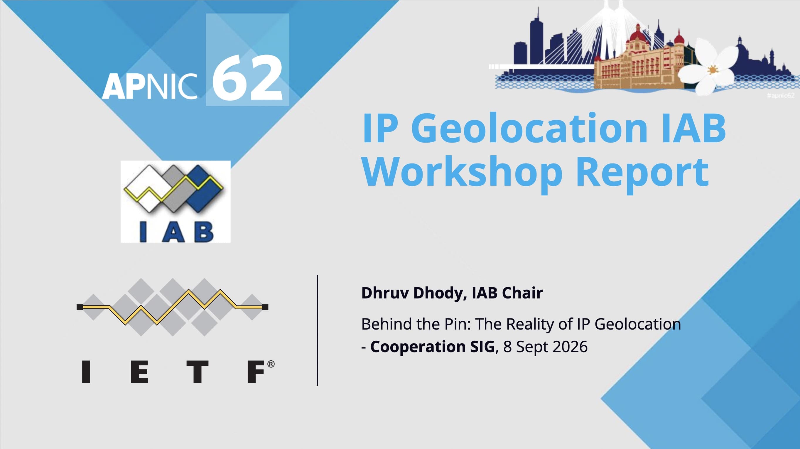 IP geolocation APIs, at APNIC 62, the IAB’s workshop report highlights why model is broken and possible fixes