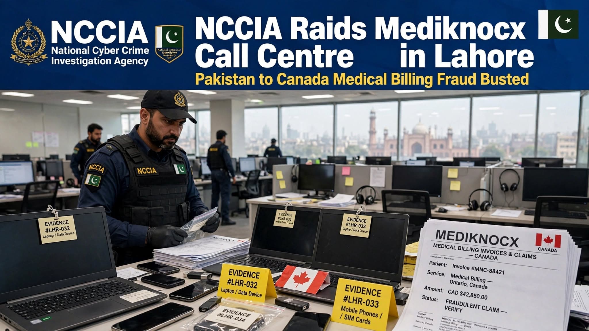 Pakistan’s NCCIA raids Lahore call centre posing as medical billing firm Mediknocx to target Canadians