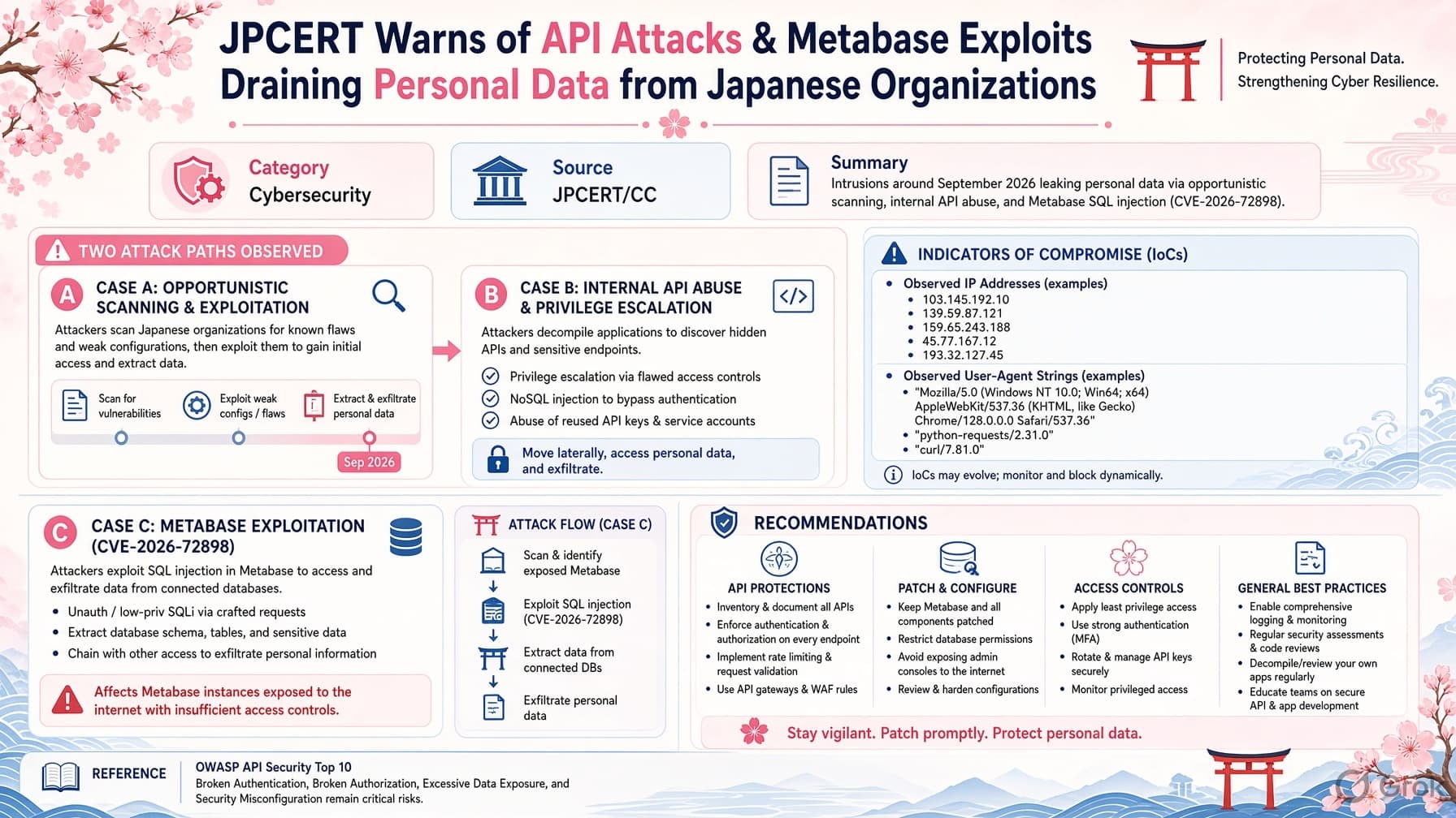 JPCERT warns of a wave of API attacks and Metabase exploits draining personal data from Japanese organisations