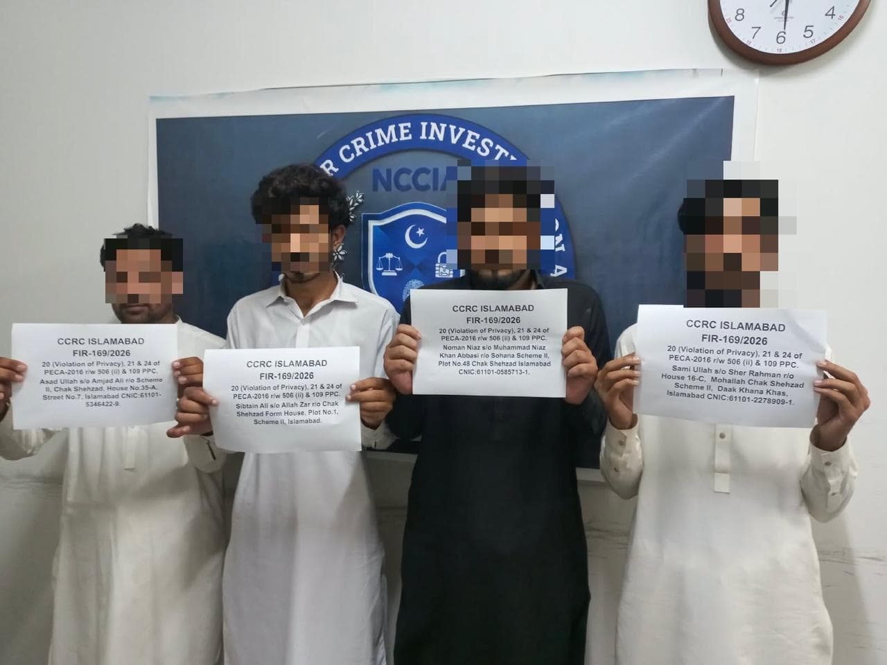 Pakistan's NCCIA arrests four in Islamabad for blackmailing woman with intimate images, a strong step for women's online safety