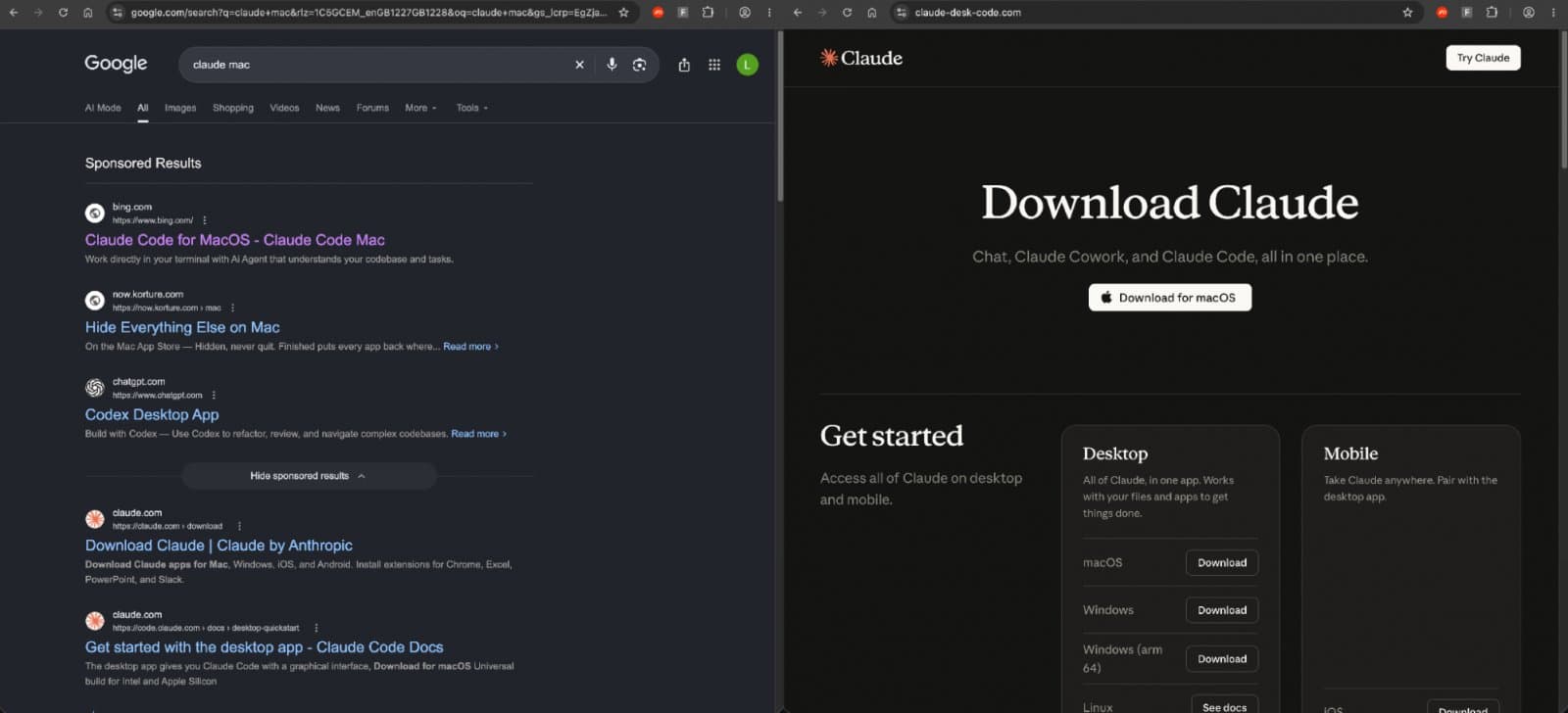 "Adception": Google search ads route through Bing to a fake Claude for Mac installer