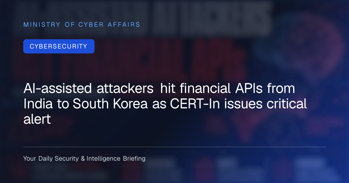AI-assisted attackers hit financial APIs from India to South Korea as CERT-In issues critical alert