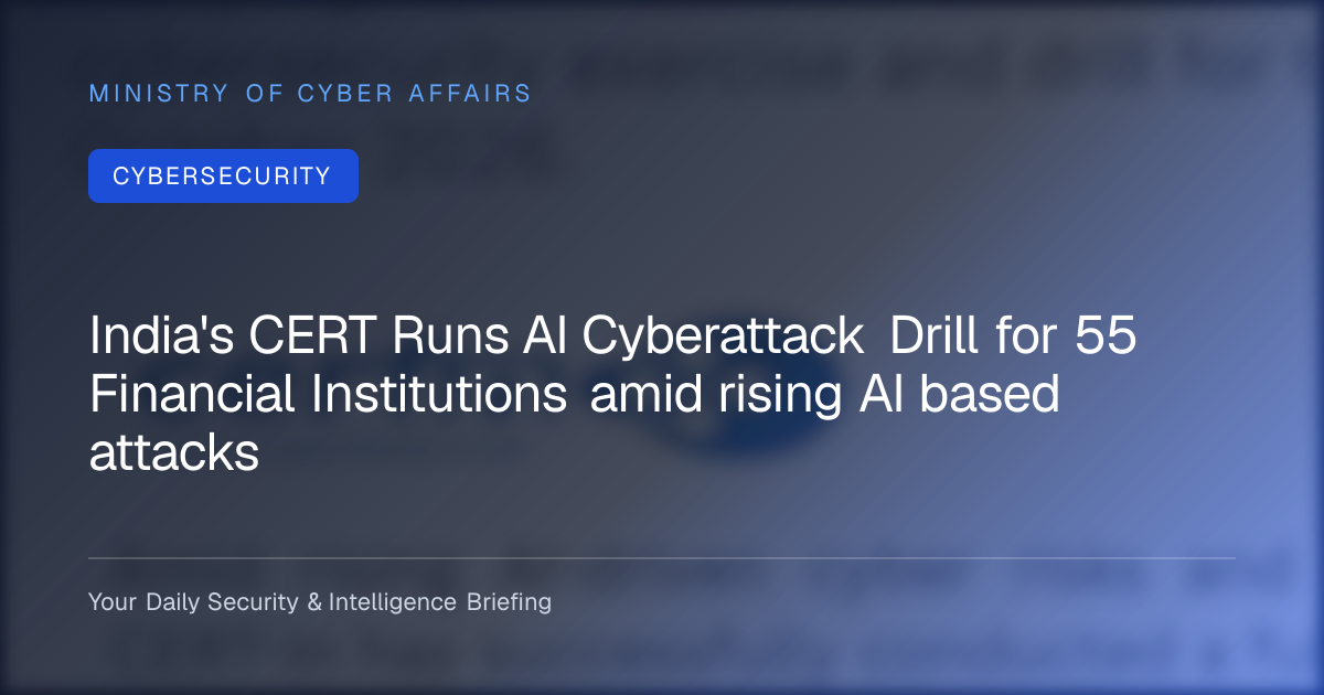 India's CERT Runs AI Cyberattack Drill for 55 Financial Institutions amid rising AI based attacks