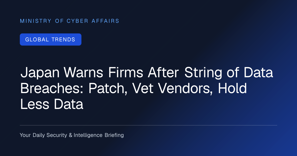 Japan Warns Firms After String of Data Breaches: Patch, Vet Vendors, Hold Less Data