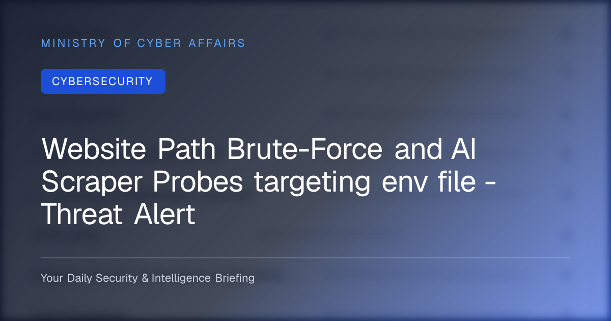 Website Path Brute-Force and AI Scraper Probes targeting env file - Threat Alert